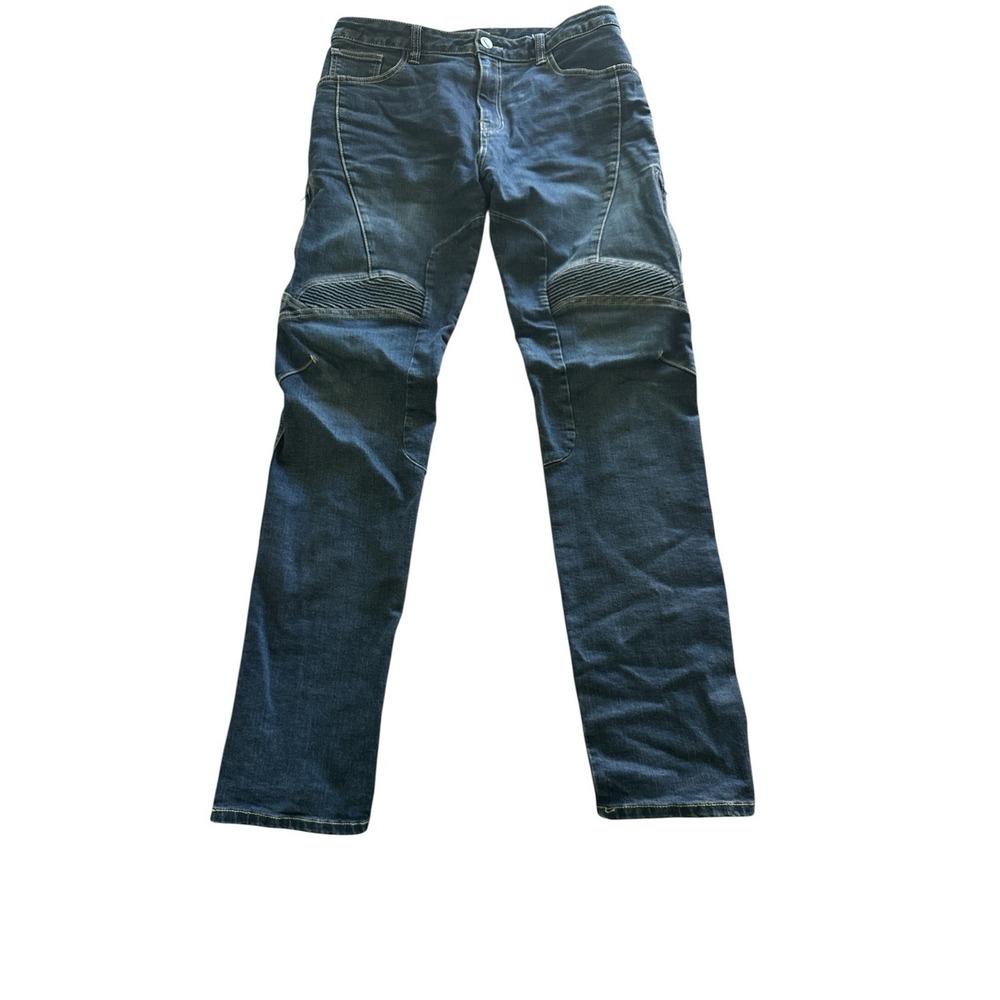 Maxler Mens Motorcycle Riding Jeans Blue Size 34 Zipper Denim Biker Slim Straigh - Picture 2 of 9